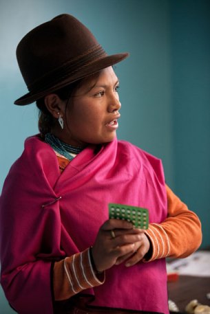 In Ecuador, an indigenous teen tells her peers about birth control pills. Image (c) Mark Tuschman